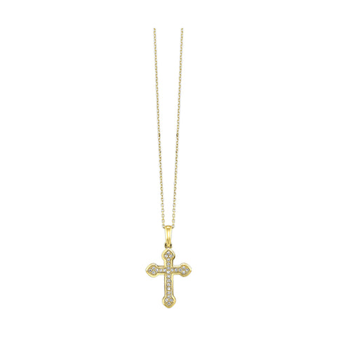 1/10 Ctw Diamond Cross Pendant in 14 Karat Yellow Gold