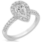 1 1/2 Ctw Pear Diamond Halo Engagement Ring in White Gold