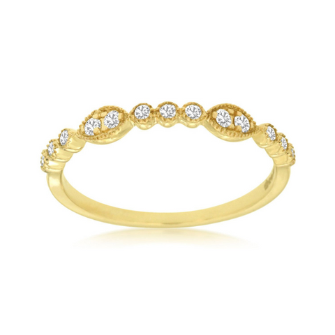 14k Yellow Gold .15ctw Diamond Stackable Band