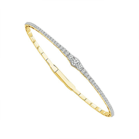 1.00 Ctw Flexible Diamond Bangle Bracelet in 14 Karat Yellow Gold