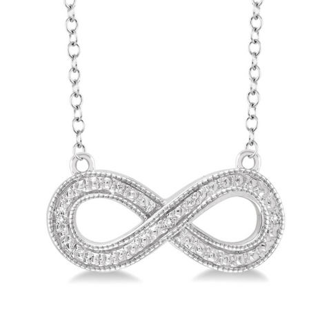 Sterling Silver 1/50 Carat Diamond Infinity Pendant