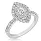 1 Ctw Double Halo Marquise Cut Diamond Engagement Ring in White Gold