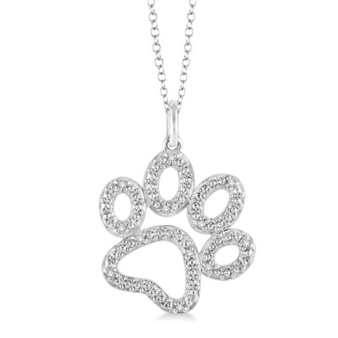 Sterling Silver 1/20ctw Diamond Paw Pendant