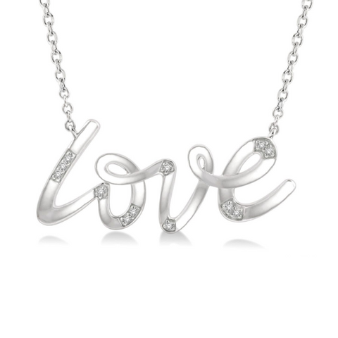 Sterling Silver Diamond Love Pendant With Chain