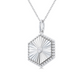 1/20 ctw Hexagon Medallion Round Cut Diamond Pendant With Chain in Sterling Silver