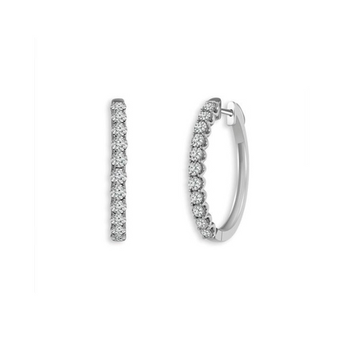 1/4 Ctw Diamond Hoop Earrings in 10 Karat White Gold