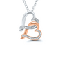 1/10 Ctw Double Heart Diamond Pendant in Sterling Silver