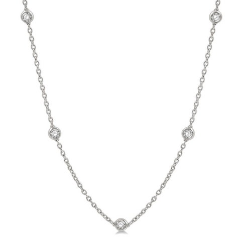 14 Karat White Gold 1 1/2 Carat Diamonds by the Yard Necklace