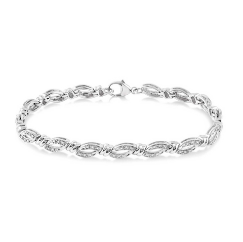 1/6ctw Love Knot Diamond Bracelet in Sterling Silver