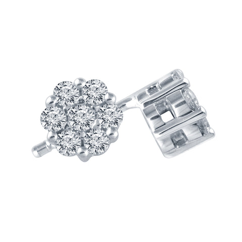 1/10 Ctw Multi Stone Diamond Earrings in 10 Karat White Gold