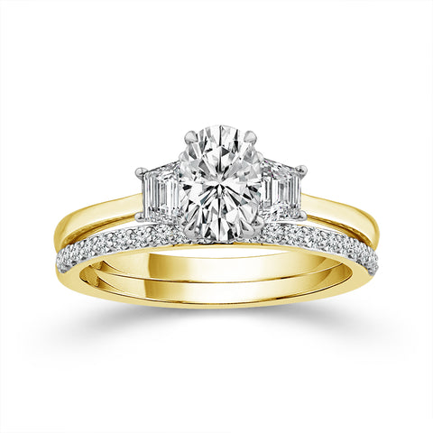 1 1/4 Ctw Oval Lab Grown Diamond Wedding Set in 10 Karat Yellow Gold