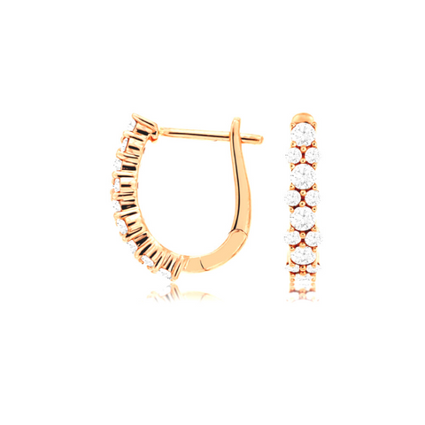 14 Karat Yellow Gold 3/4 Carat Diamond Hoop Earrings