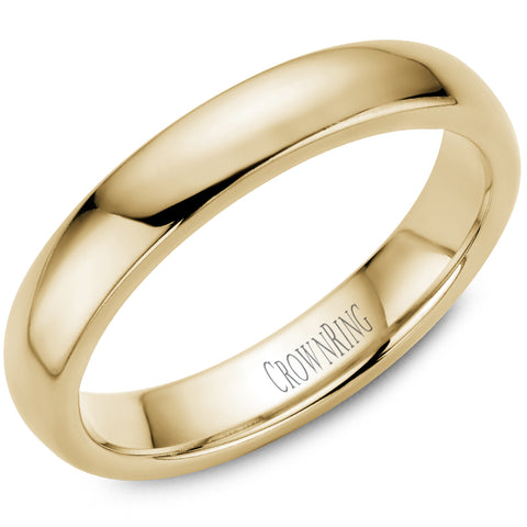 CrownRing 4mm Classic Domed Comfort Fit Wedding Band in 14 Karat Yellow Gold