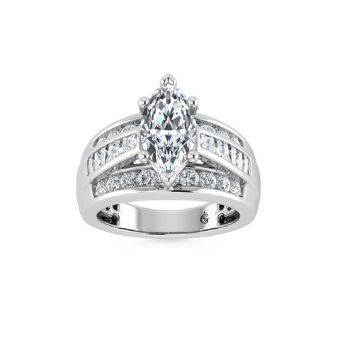 1 3/4 Ctw Marquise Lab Grown Diamond Engagement Ring in White Gold