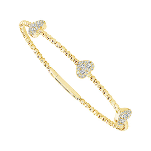 1/2 Ctw Heart Flexible Diamond Bangle Bracelet in 14 Karat Yellow Gold