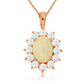 Oval Opal and Diamond Halo Pendant in 14 Karat Rose Gold