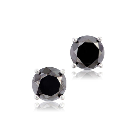 1.00 Ctw Enhanced Round Black Diamond Stud Earrings