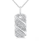 1/10 Ctw Bold Ribbed Swirl Round Cut Diamond Bold Fashion Pendant With Chain in Sterling Silver