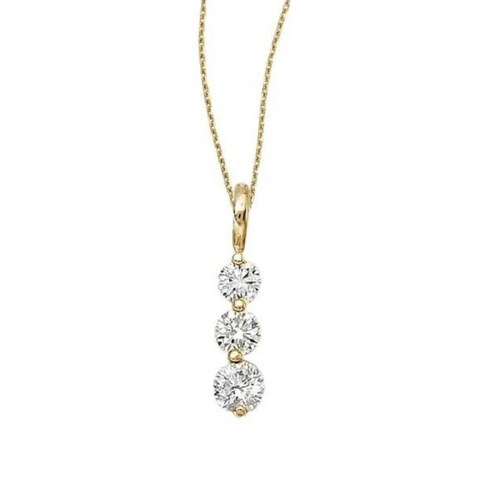 1/2 Ctw Three Stone Diamond Pendant in 14 Karat Yellow Gold