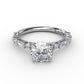 14 Karat White Gold Fana 1/2 Carat Baguettes With Round Diamond Accents Engagement Ring Setting