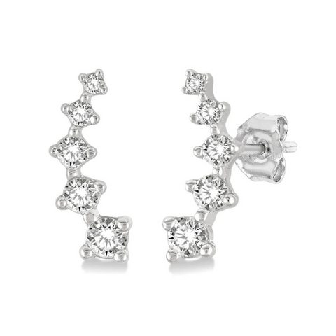 1/10 ctw Round Cut Diamond Petite Fashion Climbers in 10K White Gold