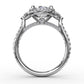 14 Karat White Gold Fana 0.77 Carat Oval Halo Diamond Engagement Ring Setting With Pear Side Stones