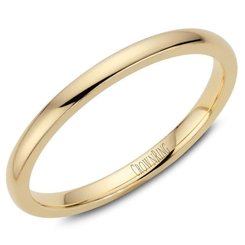 CrownRing 2mm Domed Comfort Fit Wedding Band in 14 Karat Yellow Gold