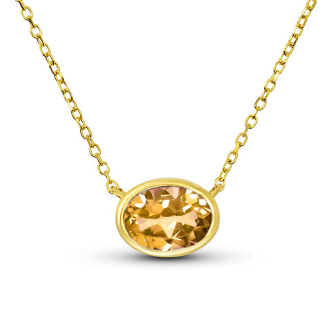 Oval Citrine Pendant in 14K Yellow Gold