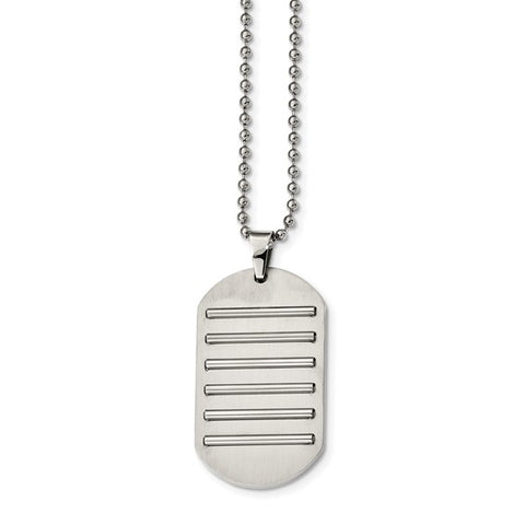 Stainless Steel Brushed and Polished Dog Tag Necklace