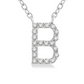 1/20 ctw Initial 'B' Round Cut Diamond Pendant With Chain in 10K White Gold