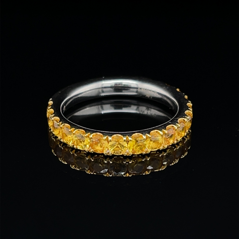 14 Karat White Gold 1 3/4 Carat Yellow Sapphire Ring