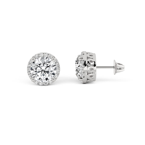 Above Love Star Lab Grown Diamond Halo Earrings in White Gold (2 3/8 Ctw)