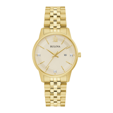 Bulova Ladies Gold-Tone Crystal Watch 97P155